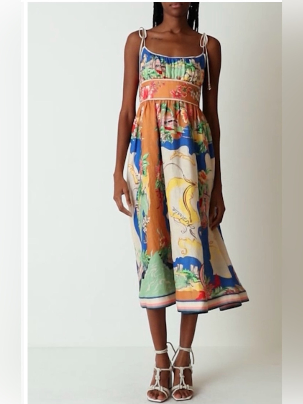 [White Lotus] NWOT
ZIMMERMANN Alight Picnic Linen Midi Dress Nautical Map AU3 L - Picture 3 of 14